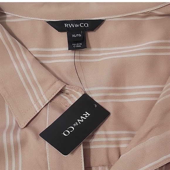 NWT RW&CO Women's XL Dual Pocket Long-sleeved Stripped Blouse Shirt Top - Picture 7 of 10